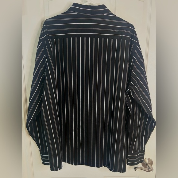 ♠️”Claiborne” Men’s Black/White/Taupe Beige Pinstriped Long Sleeved Dress Shirt - Picture 7 of 10